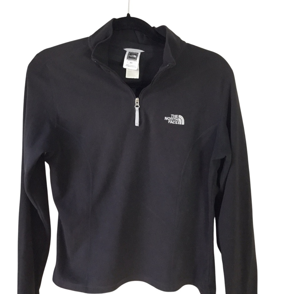 The North Face Women' Pull-Over Black Size Medium Fitted Fleece Half Zip TKA 100